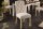 Esszimmerstuhl Beige Stoff Holz ohne Armlehne Chesterfield