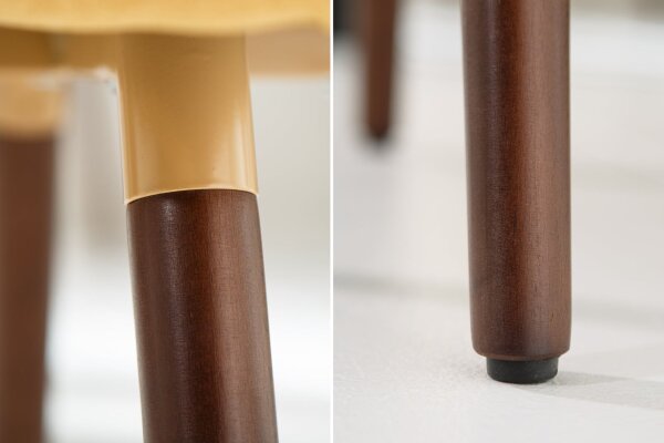 Esszimmerstuhl Gelb Braun aus Stoff Holz mit Armlehne Skandi