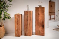 Dekosäule 3er Set Podest Holz massiv 60 + 70 + 80 cm