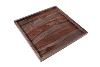 Tablett 50 cm Sheesham Holz massiv Braun Grau quadratisch