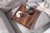 Tablett 50 cm Sheesham Holz massiv Braun Grau quadratisch