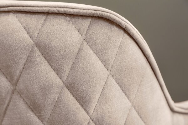 Drehstuhl Samt Metall in Creme Beige Schwarz mit Lehne AUREL