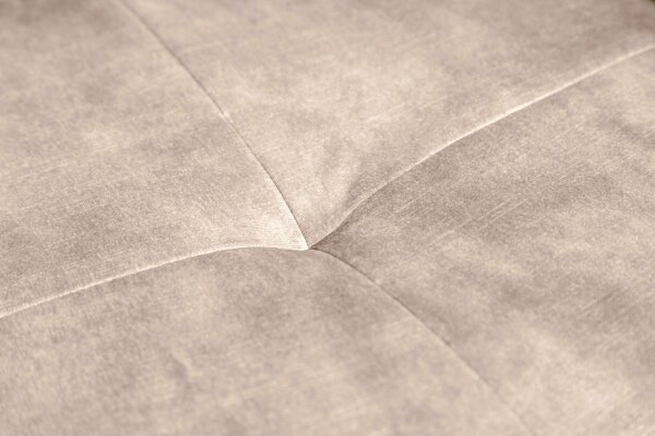 Drehstuhl Samt Metall in Creme Beige Schwarz mit Lehne AUREL