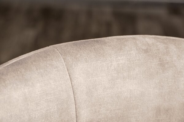Drehstuhl Samt Metall in Creme Beige Schwarz mit Lehne AUREL