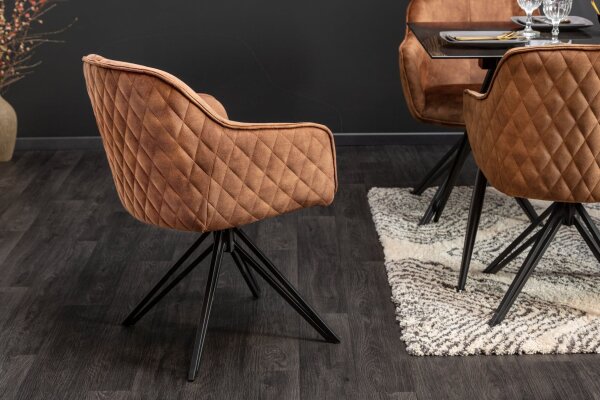 Drehstuhl Samt Metall in Braun Schwarz B: 58 cm mit Lehne