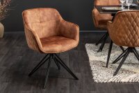 Drehstuhl Samt Metall in Braun Schwarz B: 58 cm mit Lehne