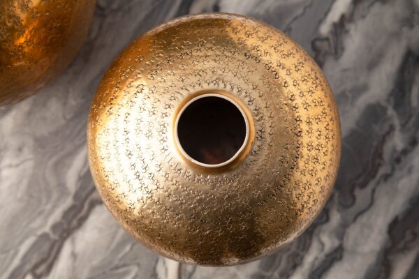 Dekovase 2er Set Handarbeit Hammerschlag Unikat in Gold