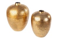 Dekovase 2er Set Handarbeit Hammerschlag Unikat in Gold