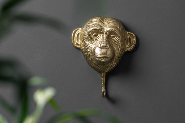 Garderobenhaken 3er Set Metall in Gold Handarbeit Affen