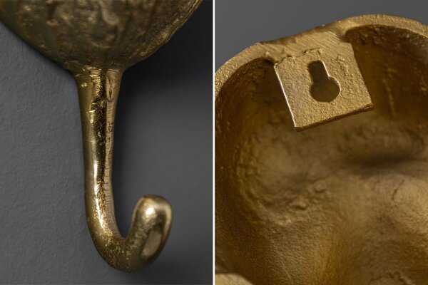 Garderobenhaken 3er Set Metall in Gold Handarbeit Affen