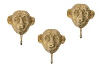 Garderobenhaken 3er Set Metall in Gold Handarbeit Affen