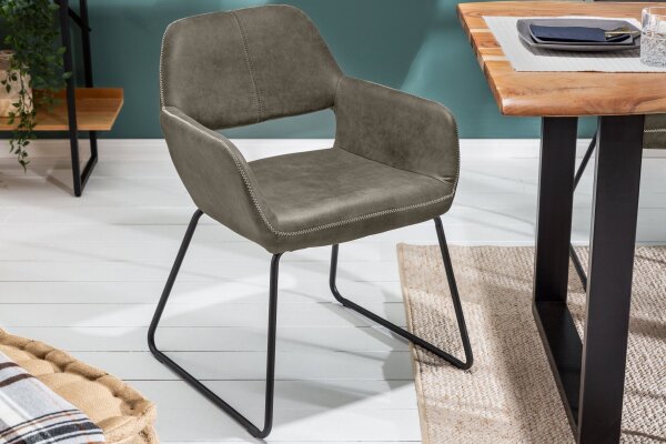 Esszimmerstuhl Taupe Schwarz Bauhaus Stoff Metall LILLE