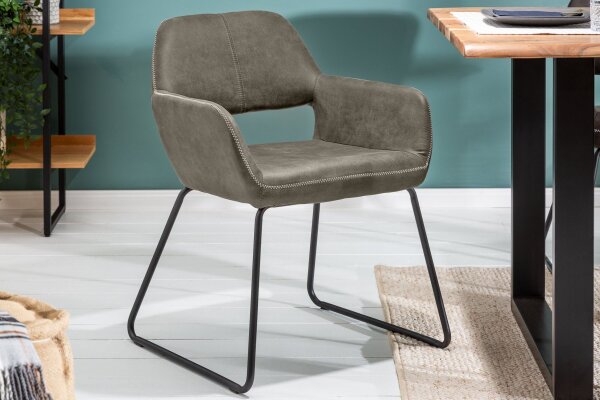 Esszimmerstuhl Taupe Schwarz Bauhaus Stoff Metall LILLE