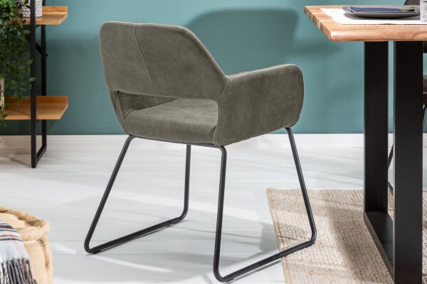 Esszimmerstuhl Taupe Schwarz Bauhaus Stoff Metall LILLE