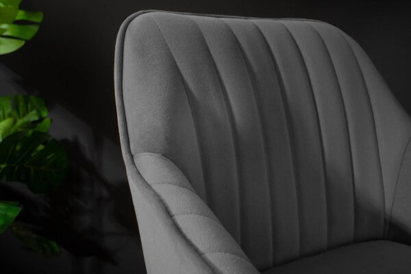 Barhocker Samt Metall mit Lehne in Grau Schwarz RITA