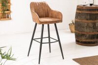 Tresenstuhl mit Lehne Stoff Metall in Braun Schwarz