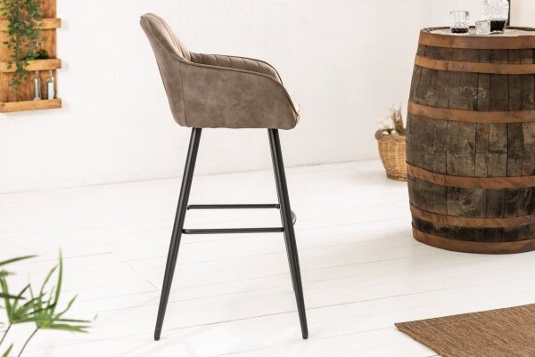 Barhocker mit Lehne Stoff Metall in Taupe Schwarz Modern