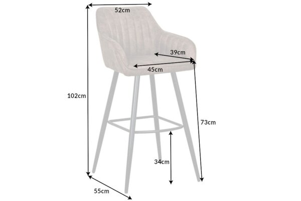 Barhocker mit Lehne Stoff Metall in Taupe Schwarz Modern