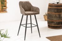 Barhocker mit Lehne Stoff Metall in Taupe Schwarz Modern