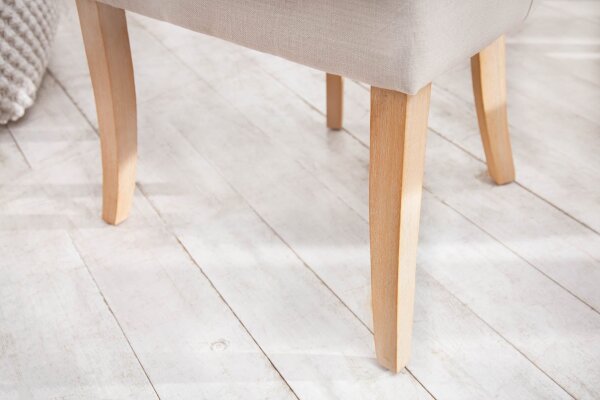 Esszimmerstuhl ohne Armlehne Beige Stoff Holz Chesterfield