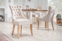 Esszimmerstuhl ohne Armlehne Beige Stoff Holz Chesterfield
