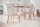 Esszimmerstuhl ohne Armlehne Beige Stoff Holz Chesterfield