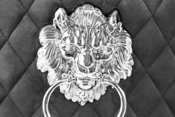 Esszimmerstuhl Grau Silber aus Samt Edelstahl Chesterfield
