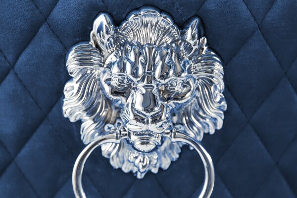 Esszimmerstuhl Samt Edelstahl Chesterfield Blau Silber