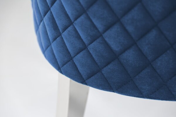 Esszimmerstuhl Samt Edelstahl Chesterfield Blau Silber