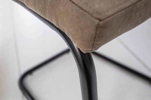 Freischwinger Stuhl Taupe Schwarz Stoff Eisen Modern