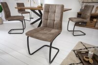 Freischwinger Stuhl Taupe Schwarz Stoff Eisen Modern
