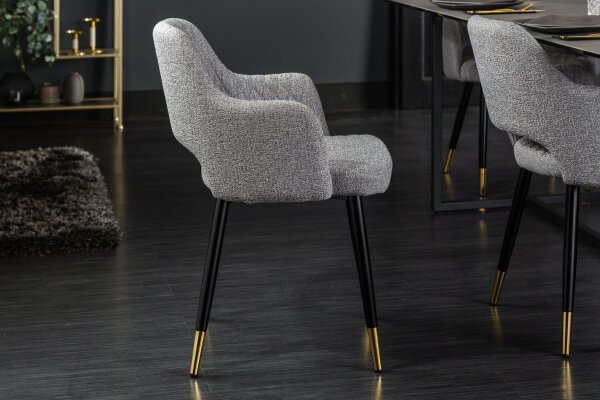 Esszimmerstuhl mit Armlehne Retro Grau Schwarz Gold B: 54 cm