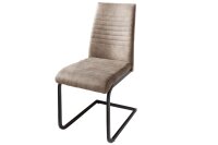 Schwingstuhl ohne Armlehne Taupe Schwarz Stoff Metall