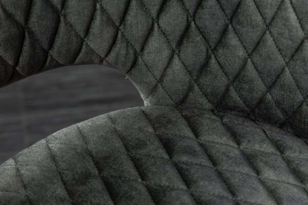 Esszimmerstuhl in Grün-Grau Schwarz Gold mit Armlehne Samt