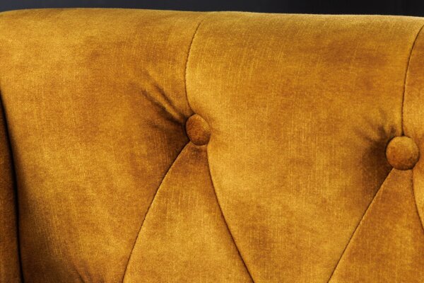 Ohrensessel Chesterfield Samt Holz Gelb Braun B: 85 cm RODRA