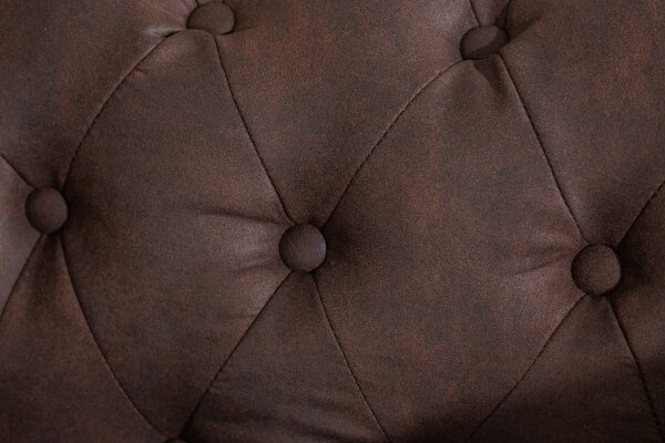 Sessel Chesterfield Braun antik B: 110 cm aus Stoff Holz