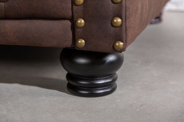 Sessel Chesterfield Braun antik B: 110 cm aus Stoff Holz