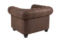 Sessel Chesterfield Braun antik B: 110 cm aus Stoff Holz