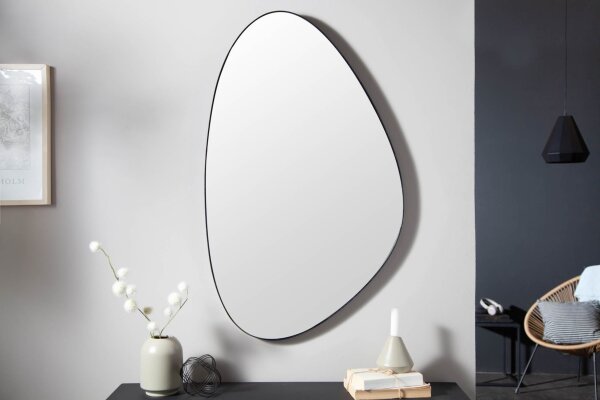 Wandspiegel Schwarzer Rahmen Metall H: 90 cm Handarbeit Unikat