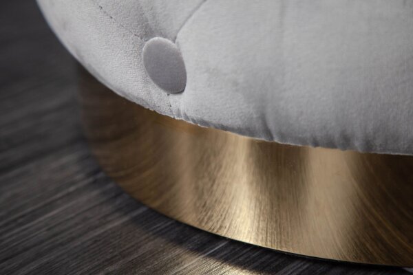 Sitzhocker Grau Gold klein Ø 37 cm H: 38 cm aus Samt Metall