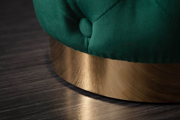 Pouf Grün Gold Samtbezug Ø 37 cm klein Chesterfield