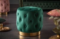 Pouf Grün Gold Samtbezug Ø 37 cm klein...