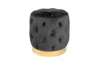 Sitzhocker Schwarz Gold aus Samt Metall Ø 37 cm klein