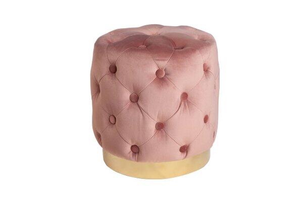 Sitzhocker Rosa Gold aus Samt Metall Ø 37 cm H: 38 cm klein