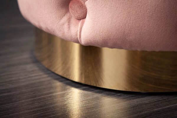 Sitzhocker Rosa Gold aus Samt Metall Ø 37 cm H: 38 cm klein