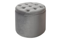 Grauer Sitzhocker mit Stauraum Samt Metall Ø 50 cm