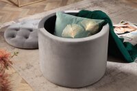 Grauer Sitzhocker mit Stauraum Samt Metall Ø 50 cm