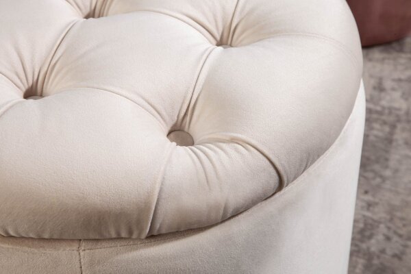 Pouf avec espace de rangement Ø 50 cm Beige en velours métal