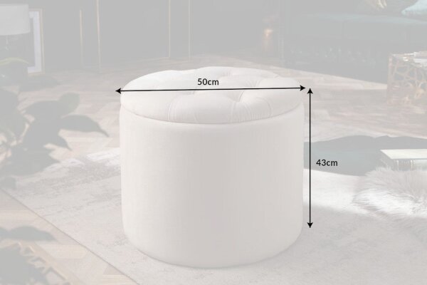 Pouf avec espace de rangement Ø 50 cm Beige en velours métal