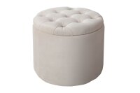 Sitzhocker mit Stauraum Ø 50 cm Beige aus Samt Metall
